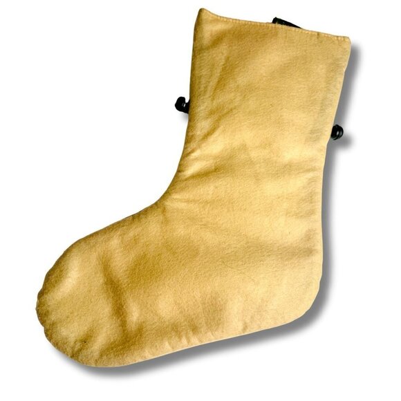 Vintage Style Santa Felt Christmas Stocking 19" Bells Applique Candy Cane Snow - Picture 2 of 5